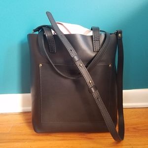 Portland Leather Goods Black Crossbody Tote EUC